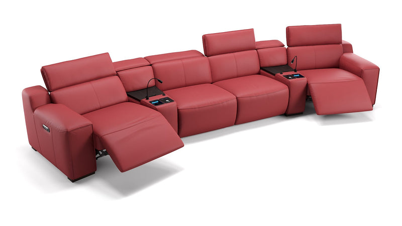 Leder 4-Sitzer Kinosofa mit zwei Mittelkonsolen LORETO
