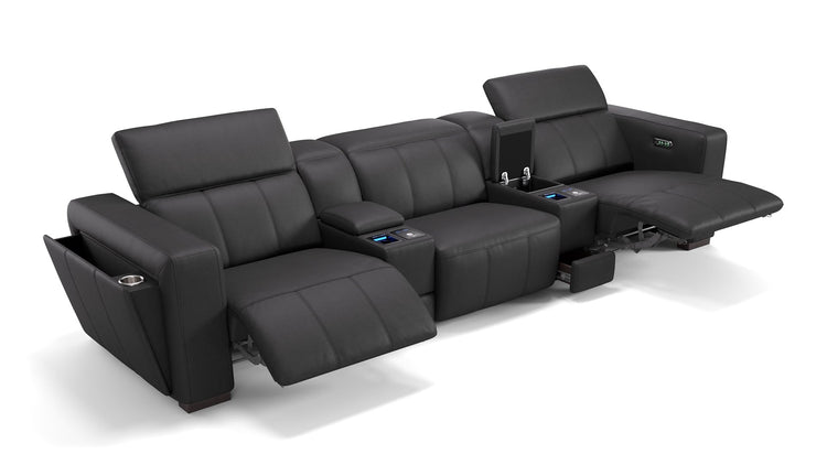 Leder 3-Sitzer Kinosofa mit zwei Mittelkonsolen ANCONA