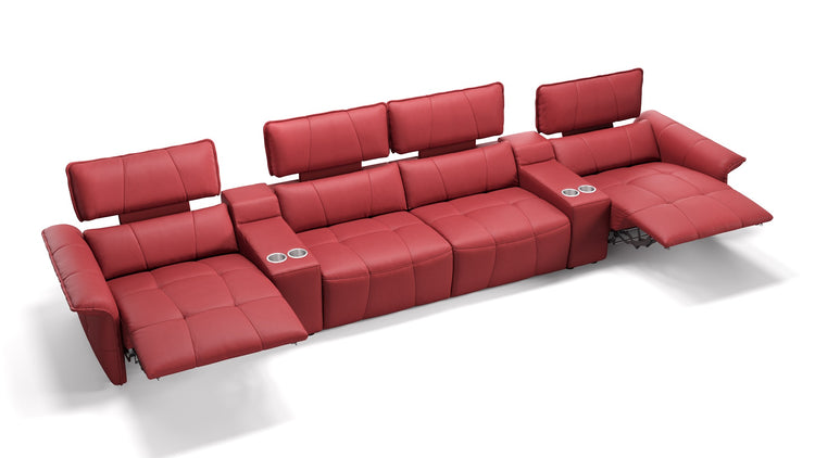 Leder 4-Sitzer Kinosofa mit zwei Mittelkonsolen ADRIA
