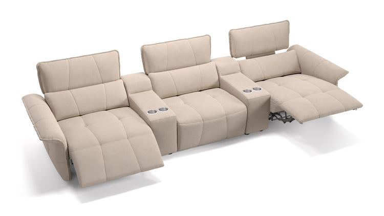 Stoff 3-Sitzer Kinosofa mit zwei Mittelkonsolen ADRIA