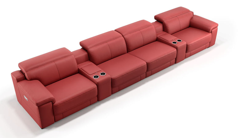 Leder 4-Sitzer Kinosofa mit zwei Mittelkonsolen SORA