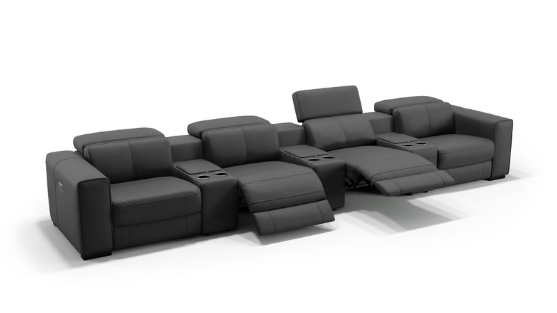 Leder 4-Sitzer Kinosofa mit drei Mittelkonsolen BOVINO