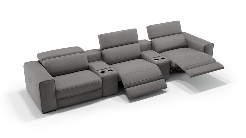 Stoff 3-Sitzer Kinosofa mit zwei Mittelkonsolen BOVINO